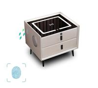 HJYBFA Smart Nightstand With Fingerprint Unlock, Built-In Speaker, Modern with Wireless Charging, Usb Port, Sensor Light At The Bottom(WHITE,2 drawers)