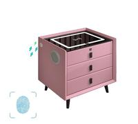 HJYBFA Smart Nightstand With Fingerprint Unlock, Built-In Speaker, Modern with Wireless Charging, Usb Port, Sensor Light At The Bottom(Pink,3 drawers)