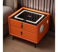 HJYBFA SMART NIGHTSTAND With Fingerprint Unlock, Built-In Speaker, Modern with Wireless Charging, Usb Port, Type-C Smart Sensor Light At The Bottom(Orange 1)