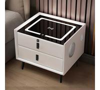 HJYBFA Smart Nightstand with Wireless Charging, USB Port, Type-C Modern 3 Colors LED Light and Speaker(White 1)