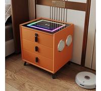 HJYBFA Smart Simple and Modern, Light Luxury, High-end, Multi-Function, Solid Wood, Wireless Charging, with Lock, for Bedroom, Living Room(Orange)