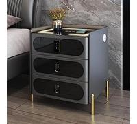 HJYBFA Smart with Wireless Charging and Bluetooth Speaker, Multifunctional LED Nightstand USB Port 3 Color Lights for Bedroom Living Room