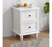 HJYBFA Solid Wood with 2 Drawers and Open Shelf Vintage Wooden Storage Cabinet Bedroom Side Table Small Narrow