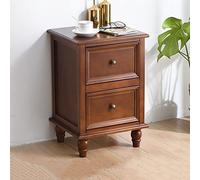 HJYBFA Solid Wood with 2 Drawers and Open Shelf Vintage Wooden Storage Cabinet Bedroom Side Table Small Narrow
