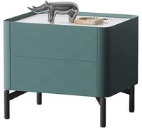 HJYBFA White Wood, Nightstand For Bedroom Rock Slab Light Luxury, Modern Simplicity Bedside Cabinet 2 Drawer Grey, Leather Small Locker 50X40X50CM(Color:Dai Green) Decor