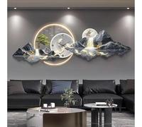 HJYCLFAZU 3d Art Wall Decor clock Sculptures Hanging Landscape Painting, oriental Traditional Chinese Feng Shui Welcoming Pine Painting,Modern Living Room Decoration Lamp