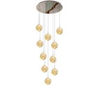 HJYCLFAZU ceiling Villa Large,LED Stair Pendant Light for High Ceiling,Mirror Stainless Steel Base,Handblow Glass,Adjustable Height Villa/Staircase(15 Lights, Smoke Gr