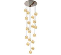 HJYCLFAZU ceiling Villa Large,LED Stair Pendant Light for High Ceiling,Mirror Stainless Steel Base,Handblow Glass,Adjustable Height Villa/Staircase(15 Lights, Smoke Gr