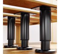 HJYCLFAZU Furniture Legs 4 Cold Rolled Steel Support Legsfor Bed Frames, Slatted Bases and Adjustable Riser for Kitchen, Bathroom, Cabinets (8-12cm, Black)