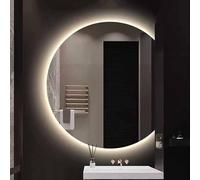 HJYCLFAZU LED Bathroom Mirror, Half Moon Anti-fog Makeup Mirror, 3-color Backlit Wall Mirror, Dimmable Decorative Mirror