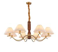 HJYCLFAZU Modern creative chandelier Modern Creative Minimalist Lighting Pleated Lampshade Brass Walnut Bedroom Study Personality Living Room Dining Ceiling Lamps