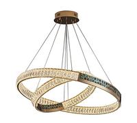HJYCLFAZU Modern creative chandelier Modern LED Crystal, Gold 2-Ring Pendant Light With 3-Color Dimmable,126W Stainless Steel Ceiling For High Living Room Foyer D：23.6''+15.8''