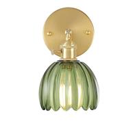 HJYCLFAZU Modern Wall Sconce with Green Glass Shade Adjustable E27 Light for Bedroom Staircase Vanity Nordic Style Lighting