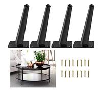 HJYCLFAZU Table Leg Furniture Legs 10cm 12cm 15cm 18cm 20cm 25cm 30cm 35cm, Metal Legs, Feet With Screws, Sofa Desk Dining Coffee Replacement 4 Pcs, Non-slip,Black-20cm/7.87in