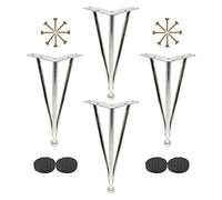 HJYCLFAZU Table Leg Hairpin Legs, 4 Pcs, Furniture Legs Adjustable, Metal Feet, Desk Sofa Coffee Cabinet Replacement 10cm 15cm 20cm 25cm 30cm 35cm 40cm 60cm,Silver-10cm/3.9i