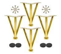 HJYCLFAZU Table Leg Hairpin Legs, 4 Pcs, Furniture Legs Adjustable, Metal Feet, Desk Sofa Coffee Cabinet Replacement 10cm 15cm 20cm 25cm 30cm 35cm 40cm 60cm,Gold-35cm/13.7in