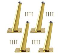 HJYCLFAZU Table Leg Metal Oblique Furniture Legs,Black/Gold Legs 10cm 12cm 15cm 18cm 20cm 25cm 30cm 35cm Feet,Non-slip/Wear Resistant Replacement Legs,for Sofas Desks Coffee Tables,Gold-15cm/5.9