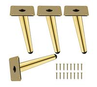 HJYCLFAZU Table Leg Oblique Legs, 4 Pieces of Metal Furniture Legs 10cm 12cm 15cm 18cm 20cm 25cm 30cm 35cm, Feet With Screws, Desk, Coffee Table, Sofa, Cabinet Replacement Legs,Gold-20cm/7.87in