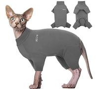 Hjyokuso Cat Clothes, Soft & Comfy Anti-Allergy Cotton Cat Jumpers for Sphynx, Devon Rex, Cornish Rex, Peterbald Cats, Grey, XS
