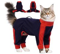 Hjyokuso Cat Jumper, 4-Legged Cat Coat, Comfortable & Warm, Great for Training & First Step to Full Outfits, Light Warmth for Early Winter, Post-Surgery Use, Blue, XXL