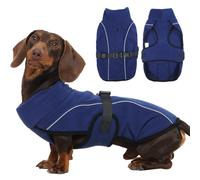 Hjyokuso Dachshund Coat, Extra Warm Dog Fleece Coats, Windproof Reflective Sausage Dog Coat, Comfortable Dachshund Jumper for Small Dogs Navy-Blue S