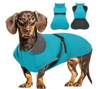Hjyokuso Dachshund Coat Waterproof Winter Dog Jacket with Soft Warm Lining, Pullover Design for Miniature Sausage Dogs in Cold Weather, Walks, Snow, Outdoor Adventures - Cyan S