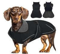 Hjyokuso Dachshund Coat Waterproof Winter Dog Jacket with Soft Warm Lining, Pullover Design for Miniature Sausage Dogs in Cold Weather, Walks, Snow, Outdoor Adventures - Black XS