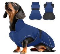 Hjyokuso Dachshund Coat Waterproof Winter Dog Jacket with Soft Warm Lining, Pullover Design for Miniature Sausage Dogs in Cold Weather, Walks, Snow, Outdoor Adventures - Blue XL