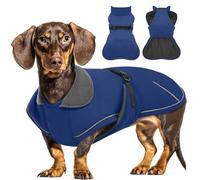 Hjyokuso Dachshund Coat Waterproof Winter Dog Jacket with Soft Warm Lining, Pullover Design for Miniature Sausage Dogs in Cold Weather, Walks, Snow, Outdoor Adventures - Blue XS