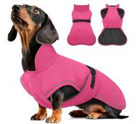 Hjyokuso Dachshund Coat Waterproof Winter Dog Jacket with Soft Warm Lining, Pullover Design for Miniature Sausage Dogs in Cold Weather, Walks, Snow, Outdoor Adventures - Rose Red L