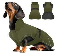 Hjyokuso Dachshund Coat Waterproof Winter Dog Jacket with Soft Warm Lining, Pullover Design for Miniature Sausage Dogs in Cold Weather, Walks, Snow, Outdoor Adventures - Army Green XL