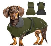 Hjyokuso Dachshund Coat Waterproof Winter Dog Jacket with Soft Warm Lining, Pullover Design for Miniature Sausage Dogs in Cold Weather, Walks, Snow, Outdoor Adventures - Army Green S