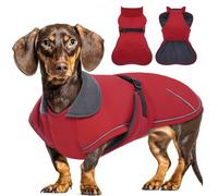 Hjyokuso Dachshund Coat Waterproof Winter Dog Jacket with Soft Warm Lining, Pullover Design for Miniature Sausage Dogs in Cold Weather, Walks, Snow, Outdoor Adventures - Red M