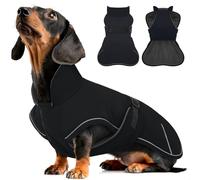 Hjyokuso Dachshund Coat Waterproof Winter Dog Jacket with Soft Warm Lining, Pullover Design for Miniature Sausage Dogs in Cold Weather, Walks, Snow, Outdoor Adventures - Black L