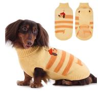 Hjyokuso Dachshund Jumper, Dachshunds Jumpers for Dogs, Sausage Dog Sweaters with High Neck, Stretch Knit Sweater for Miniature Dachshund, Puppy Clothes for Autumn Winter Walks Apricot XL