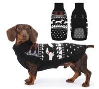 Hjyokuso Dachshund Jumper XS, Cute Dog Sweater with Dachshunds Pattern, Soft Fleece Dog Coat, Turtleneck Pullover for Small Dogs, Cosy Autumn Winter Gift Black
