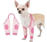 Hjyokuso Dog Elbow Protector for Small Dogs, Adjustable Shoulder Strap Front Leg Support, Padded Elbow Wound Protector for Injury Recovery, Stop Licking Soft Breathable Sleeve Pink XS