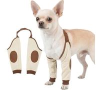 Hjyokuso Dog Elbow Protector for Small Dogs, Adjustable Shoulder Strap Front Leg Support, Padded Elbow Wound Protector for Injury Recovery, Stop Licking Soft Breathable Sleeve Brown XS