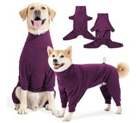 Hjyokuso Dog Jumper with Legs - Winter Fleece Onesie with Belly Opening and Leash Hole - Cozy Dog Clothes for Large Breeds, Wine Red - 3XL