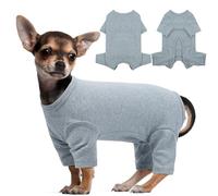 Hjyokuso Dog Onesie XS, Dog Pyjamas for Small Medium Large Dogs, Recovery Suit After Surgery, Pet Pajamas Jumpsuit, Protective Clothes to Stop Licking Scratching Shedding, Healing Recovery PJS Grey