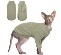 Hjyokuso Hairless Cats Vest Turtleneck Sweater, Breathable Cat Wear Shirt Clothes, Pullover Kitten T-Shirts with Sleeves, Cat's Pajamas Jumpsuit for Sphynx, Cornish Rex, Devon Peterbald, Black