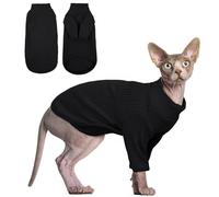 Hjyokuso Hairless Cats Vest Turtleneck Sweater, Breathable Cat Wear Shirt Clothes, Pullover Kitten T-Shirts with Sleeves, Cat's Pajamas Jumpsuit for Sphynx, Cornish Rex, Devon Peterbald, Green