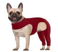 Hjyokuso Recovery Suit for Dogs, Surgery Leg Protection, Lick Sleeve for Rear Leg, Elbow Protector, Prevents Licking and Biting, Avoids Wound Infection Wine-Red S
