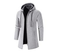 HJYXXSR Long Trench Coat Men's Wool Woolen Winter Jacket - Slim Fit Overcoat with Fleece Mid-Length Casual Sweaters for Men