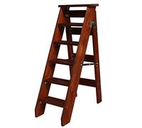 HJYXXSR Moveable 6 Steps Stepladder Multifunction Wooden Ladder Stool Folding Stairs Chair for Living Room/Kitchen/Balcony/Courtyard,Height 120cm,Load Bearing 150kg