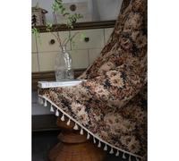 HJYXXSR Vintage Brown Blackout Curtains Cotton Linen Look Rustic Style Rod Pocket Drapes with Tassels for Living Room Bedroom Kitchen - 1 Piece 150x160cm