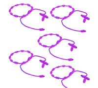 HJYZY 10 pcs Pulsera Decenario Knotted with Woven Cross Adjustable Rosary Cross Bracelet - Multiple Colour Suitable for men and women (Purple)