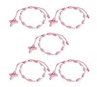 HJYZY 10 pcs Pulsera Decenario Knotted with Woven Cross Adjustable Rosary Cross Bracelet - Multiple Colour Suitable for men and women (Pale Pink)