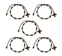 HJYZY 10 pcs Pulsera Decenario Knotted with Woven Cross Adjustable Rosary Cross Bracelet - Multiple Colour Suitable for men and women (Brown)