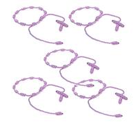HJYZY 10 pcs Pulsera Decenario Knotted with Woven Cross Adjustable Rosary Cross Bracelet - Multiple Colour Suitable for men and women (Pale Purple)